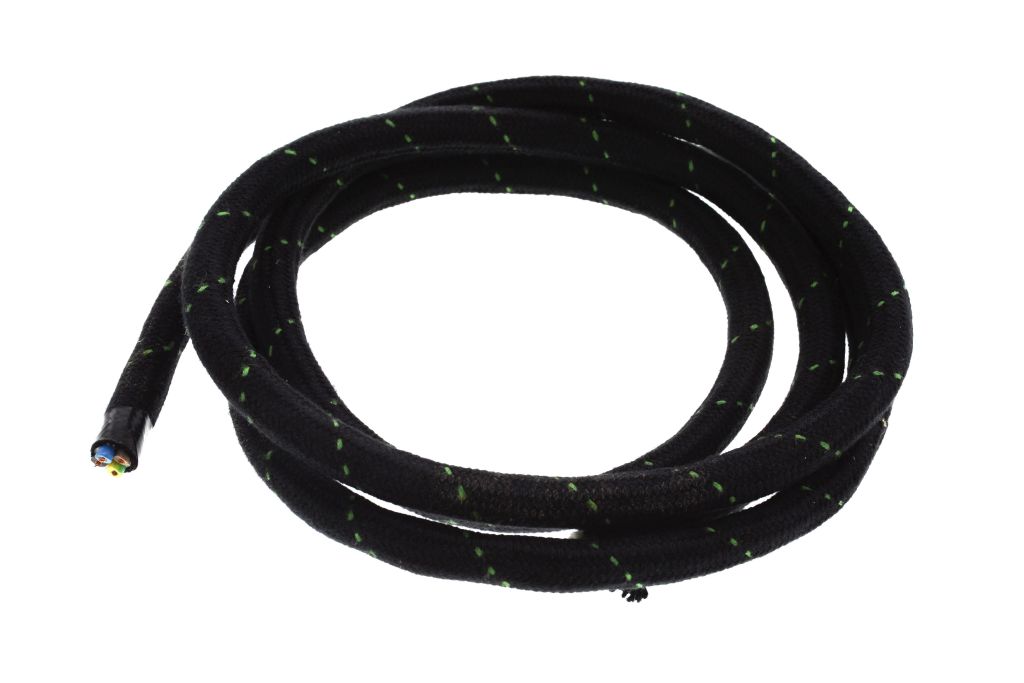 Kabel 4 x 1,00 mm², Baumwolle, schwarz/grün 