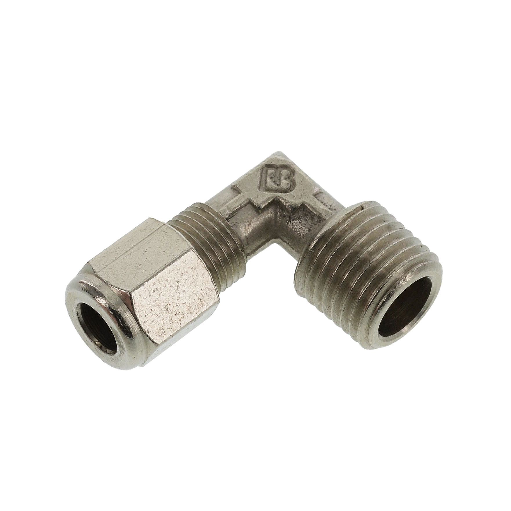 Raccord vissé coudé 6/4 mm x 3/8"cylindrique 