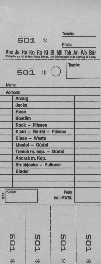 Annahmeblock Kombi  6A, grau 