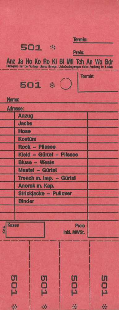 TICKETS DE DEPOT KOMBI 6A, 