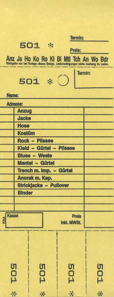 TICKETS DE DEPOT KOMBI 6A, 