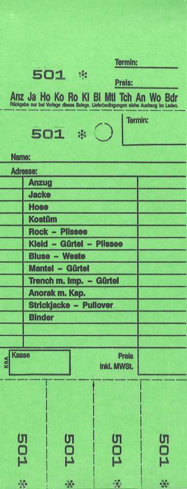 TICKETS DEPOT KOMBI 6A, VERT 