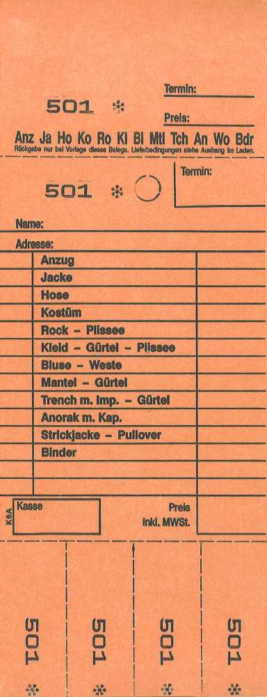 TICKETS DE DEPOT KOMBI 6A, 