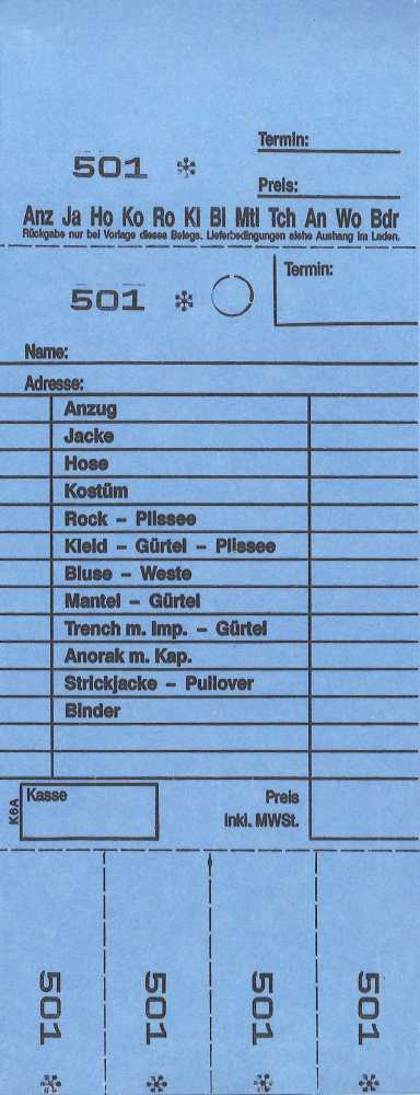 TICKETS DE DEPOT KOMBI 6A,BLEU 