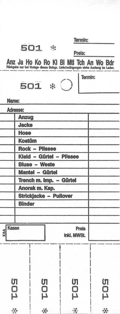 TICKETS DE DEPOT KOMBI 6A, 