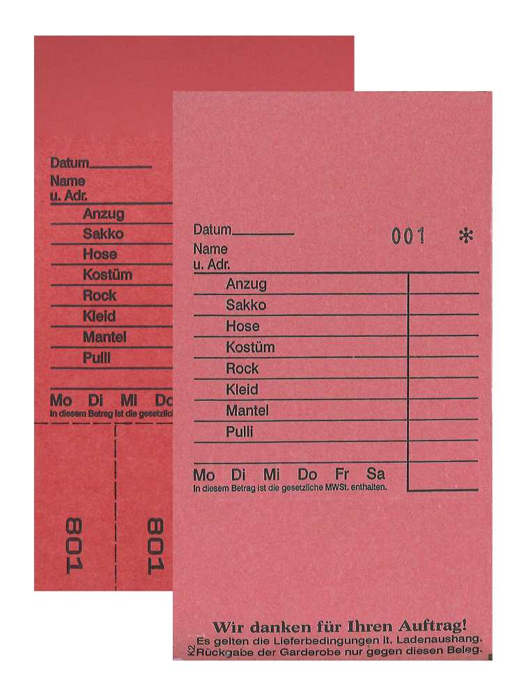 Annahmeblock Kombi  2, rot 