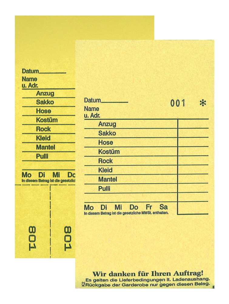 Annahmeblock Kombi  2, gelb 