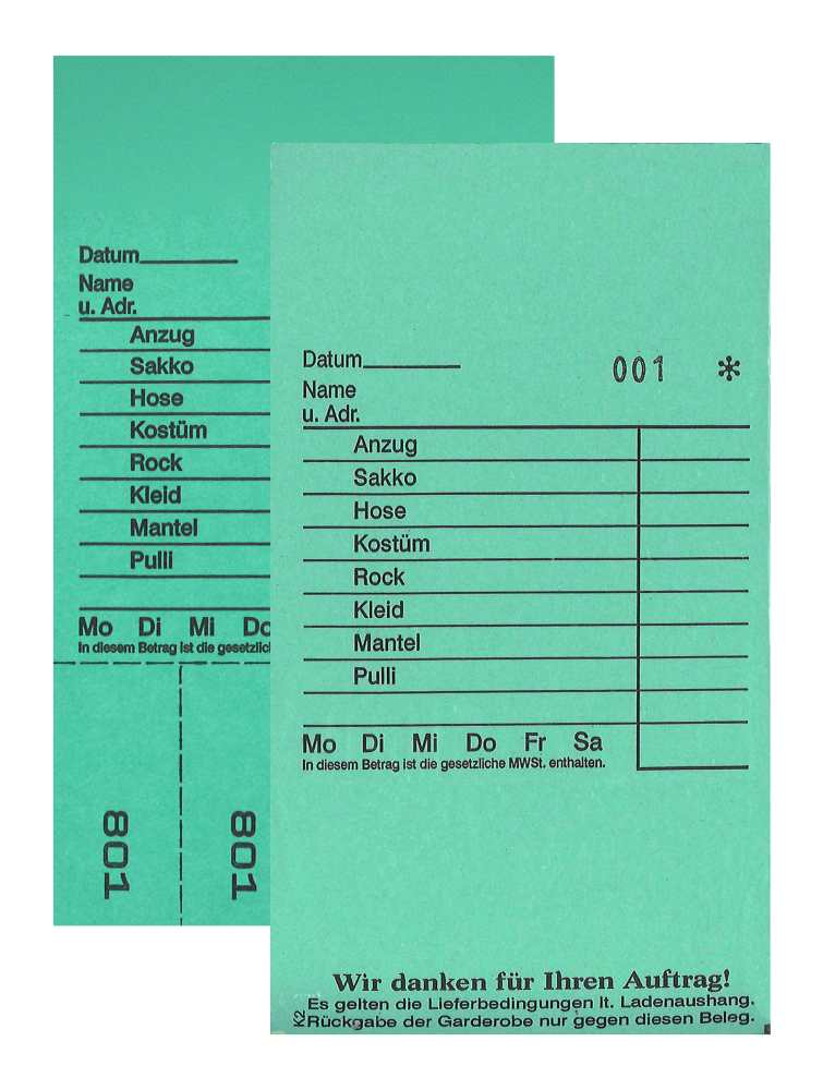 Annahmeblock Kombi  2, grün 