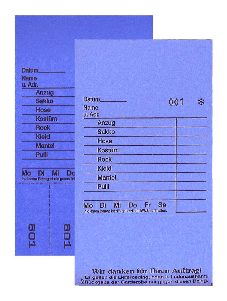 Annahmeblock Kombi  2, blau 