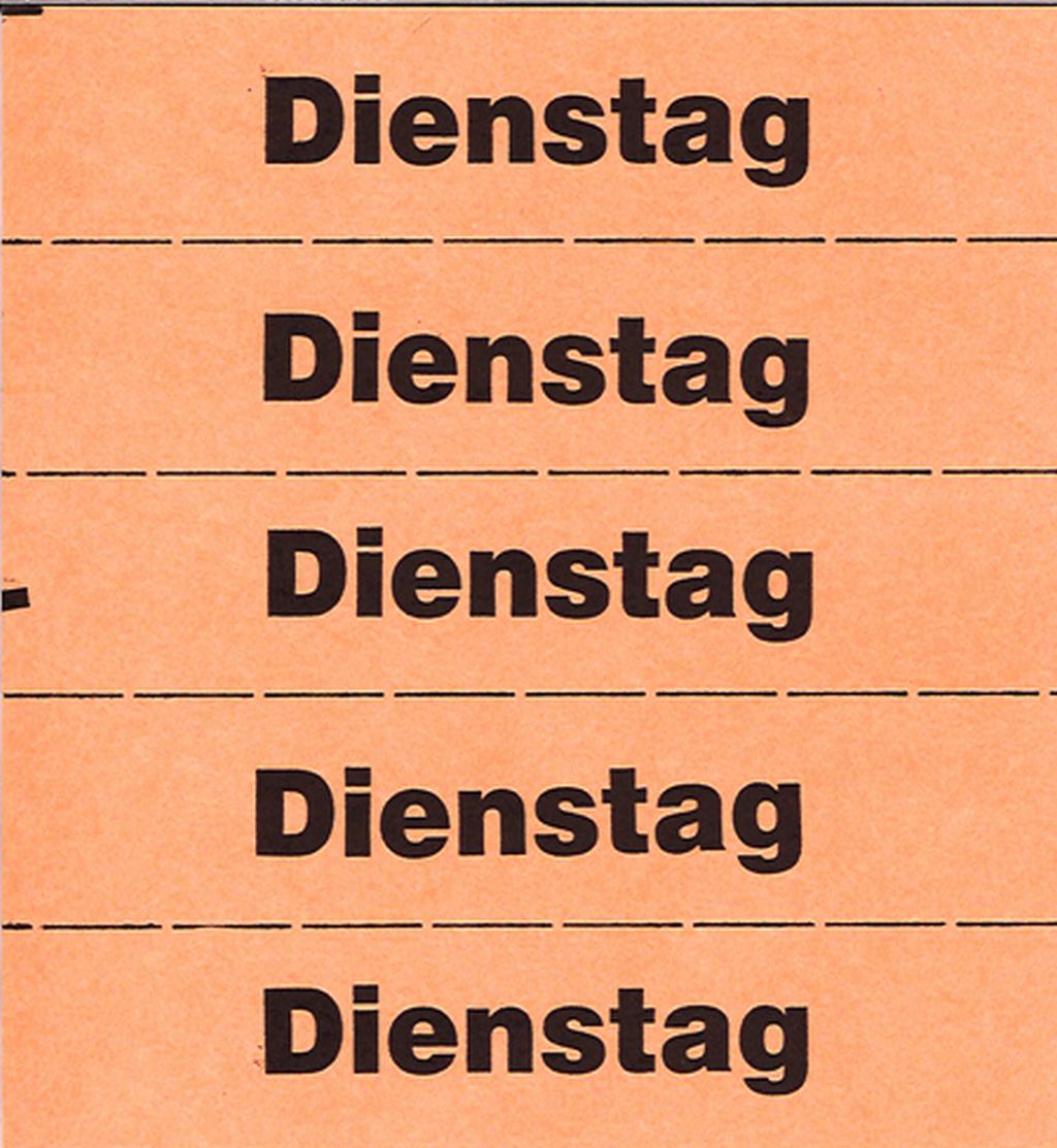 Tickets à marquer, orange, texte en Allemand 