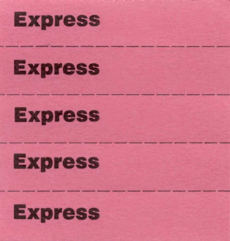 Marking tickets, red, with text in German 