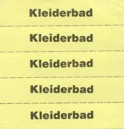 Marking tickets, yellow, with text in German 