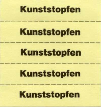 Markierungszettel "Kunststopfen", gelb 