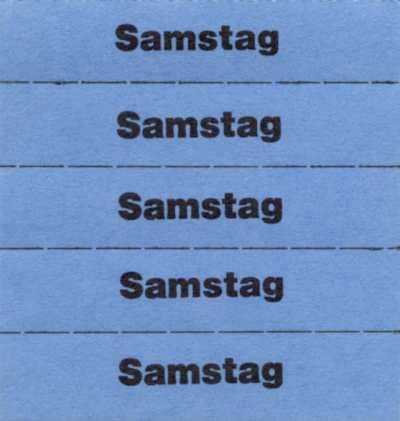 Marking ticket, blue, with text in German 