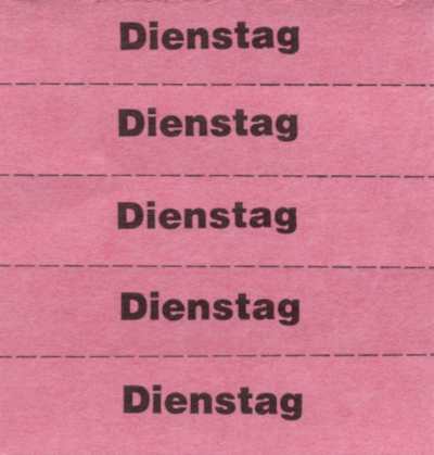 Tickets à marquer, rouge, texte en Allemand 