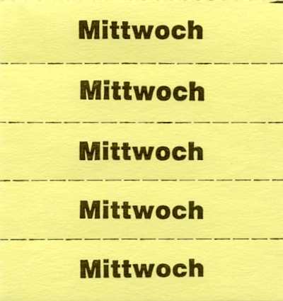 Tickets à marquer, vert jaune, texte en Allemand 