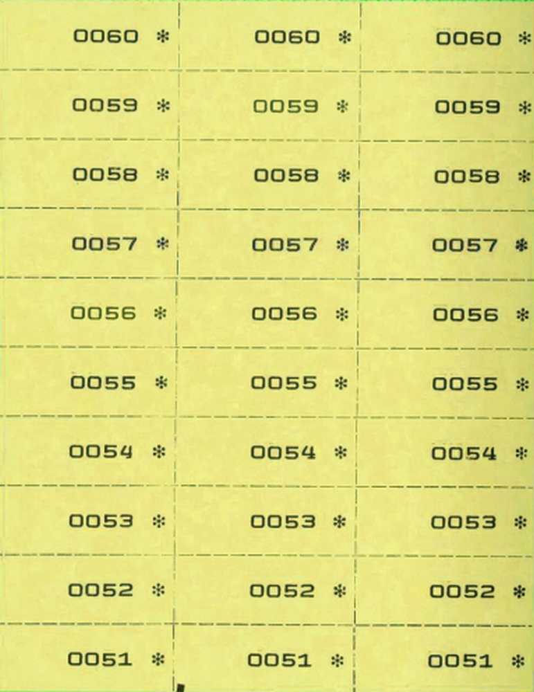Nummernblock 3-fach, gelb 