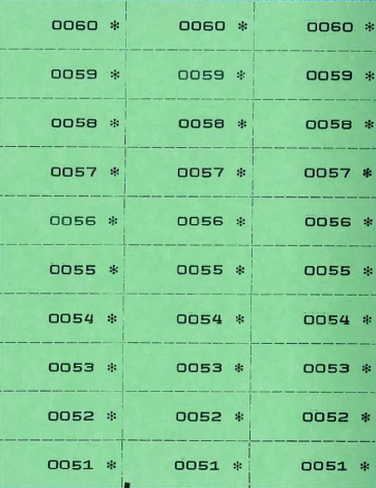 Nummernblock 3-fach, grün 