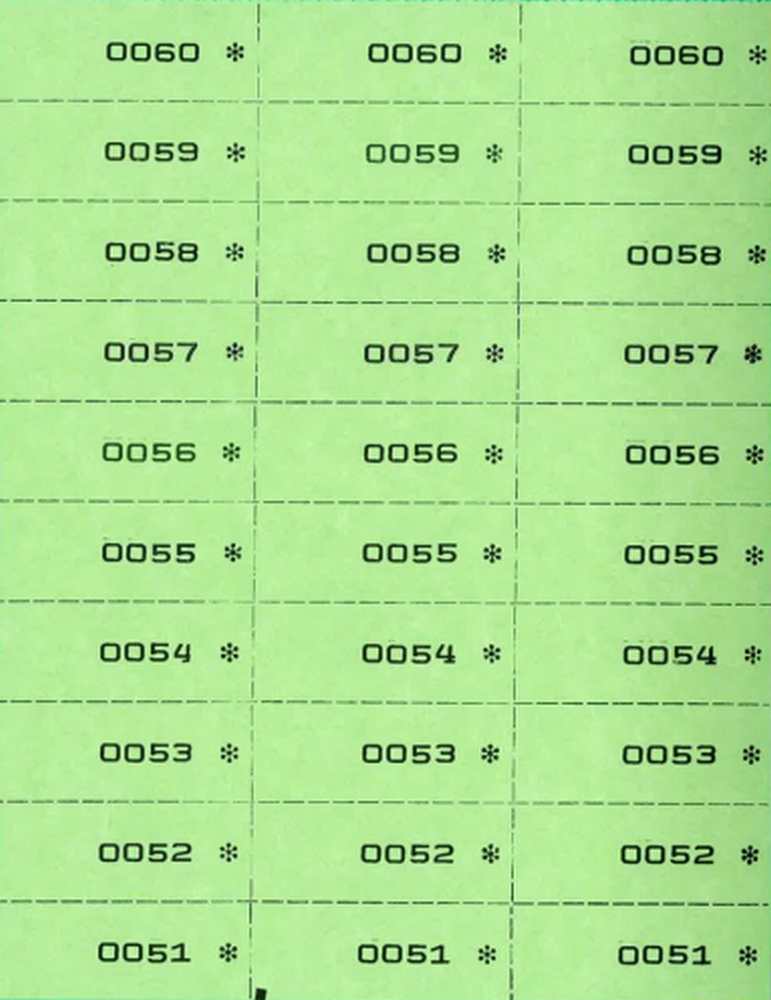 Nummernblock 3-fach, hellgrün 