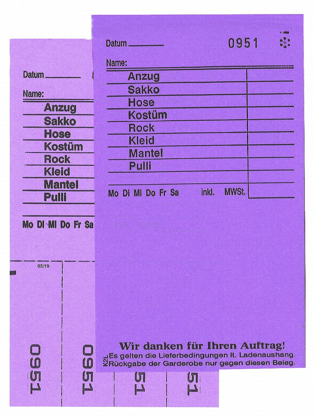 TICKETS DE DEPOT KOMBI 2L, 