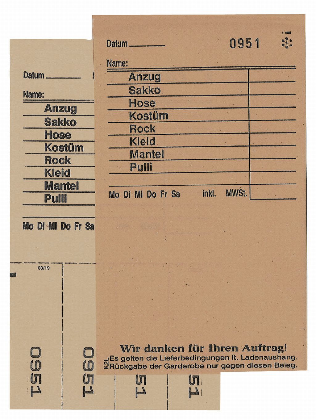 Annahmeblock Kombi  2L, braun 