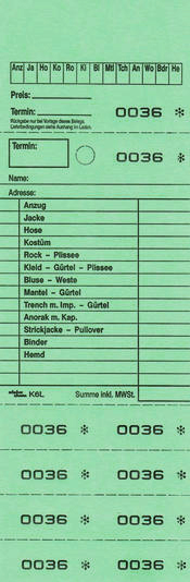 TICKETS DE DEPOT KOMBI 6L,VERT 