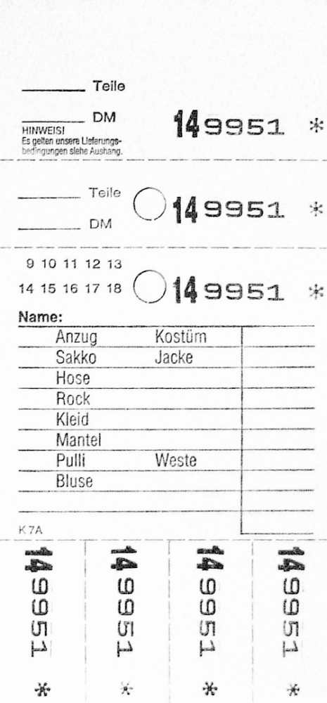 TICKETS DE DEPOT KOMBI 7A, 