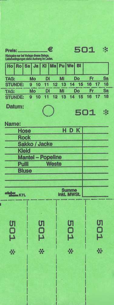 Annahmeblock Kombi  7L, hellgrün 