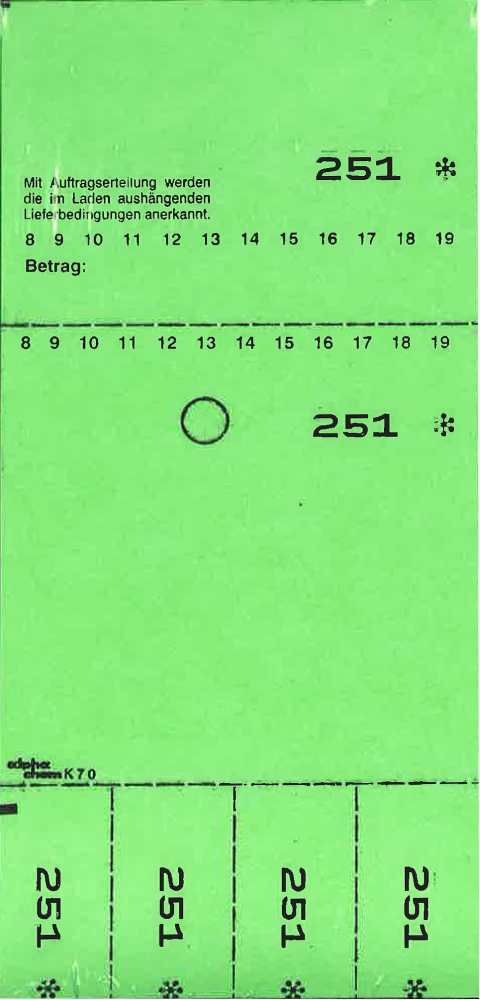 TICKETS DEPOT KOMBI 7O, VERT 