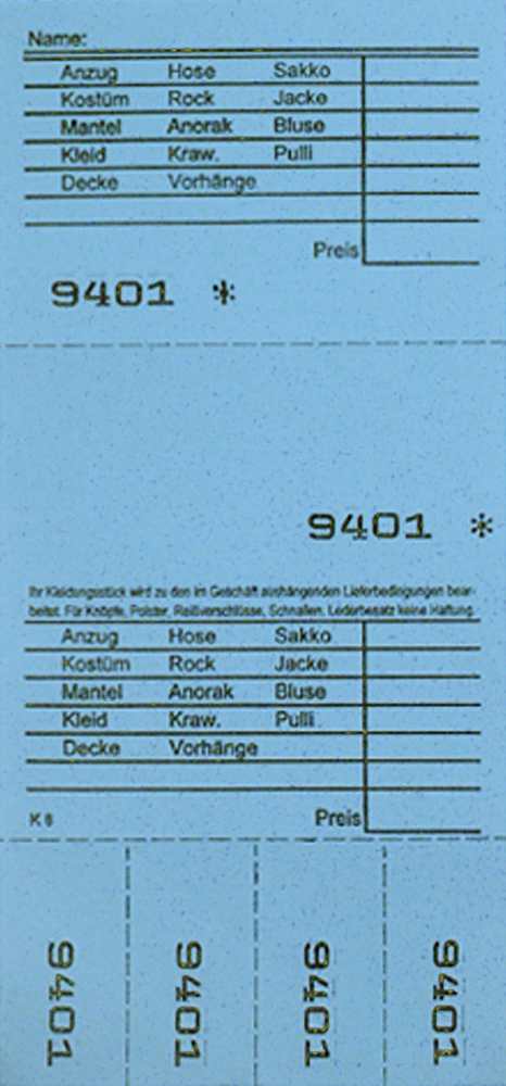 TICKETS DE DEPOT KOMBI 8, BLEU 