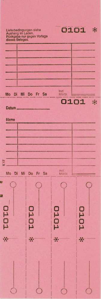 TICKETS DE DEPOT KOMBI 17,ROSE 