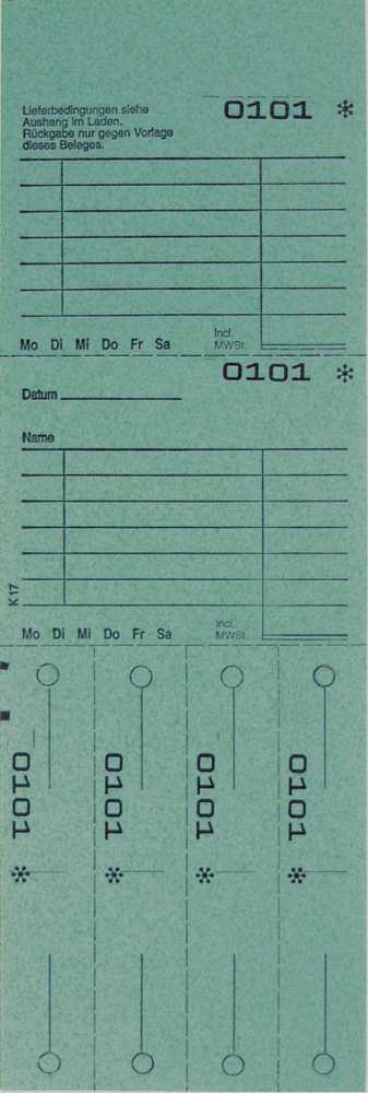 TICKETS DE DEPOT KOMBI 17,VERT 