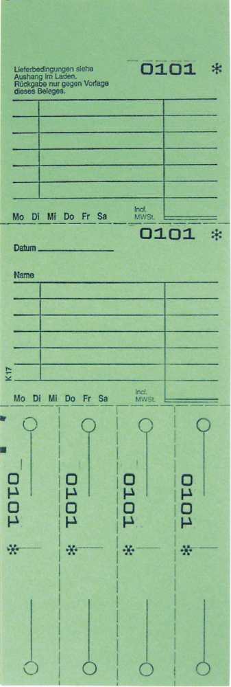 TICKETS DE DEPOT KOMBI 17,VERT 
