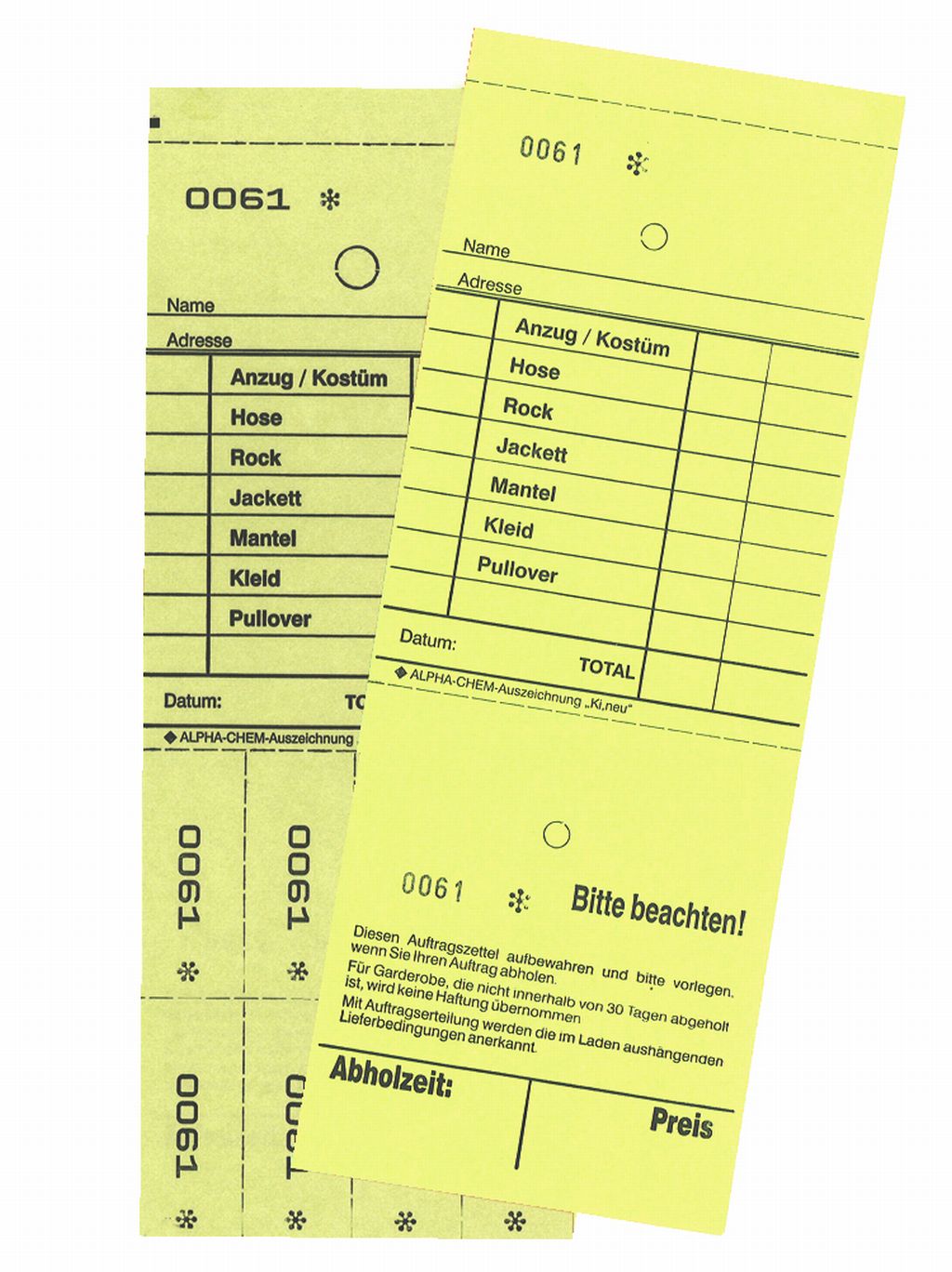 Annahmeblock KI/neu, gelb, Mindestmenge 