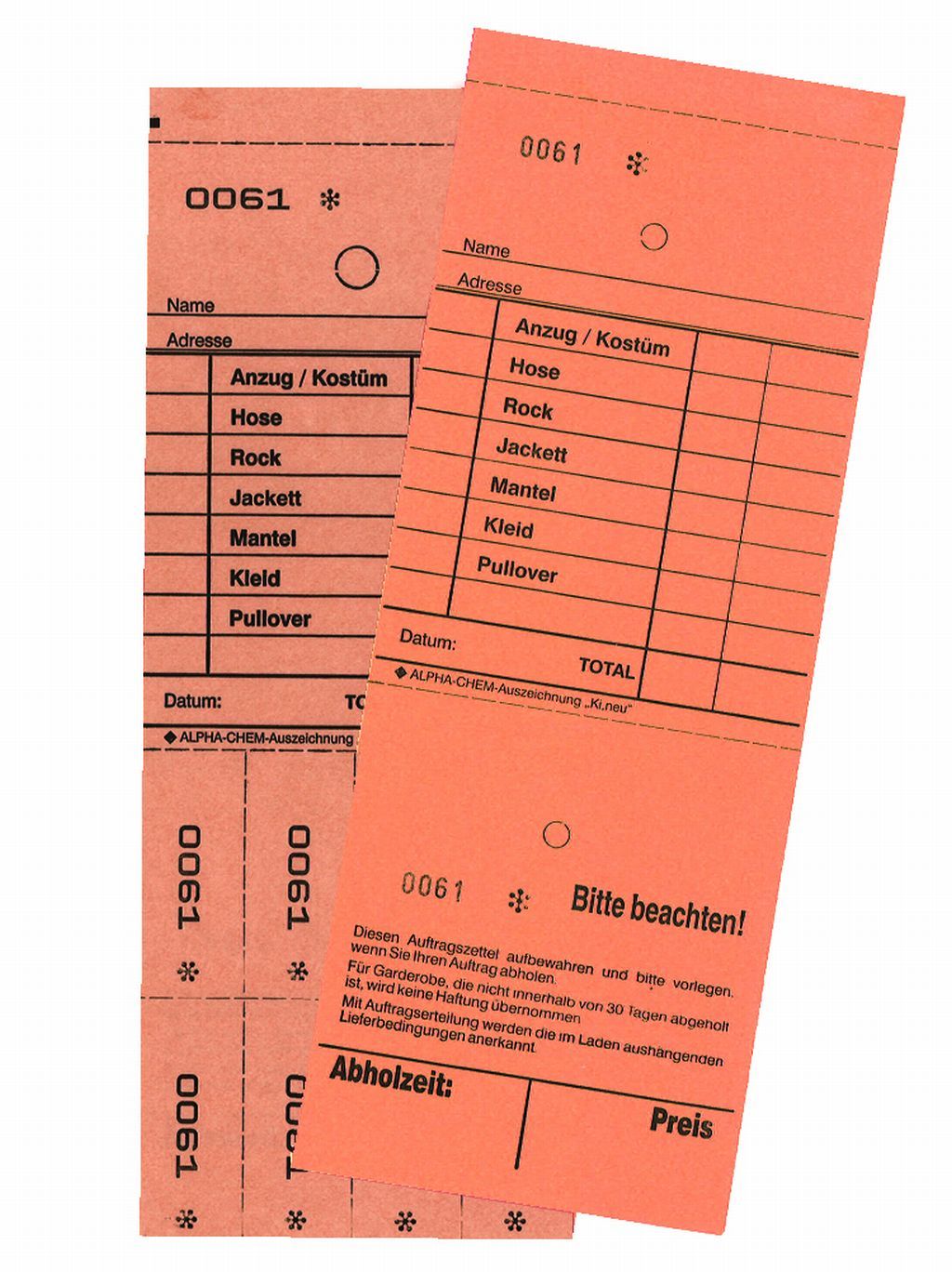 TICKETS DE DEPOT KI/NEU, 