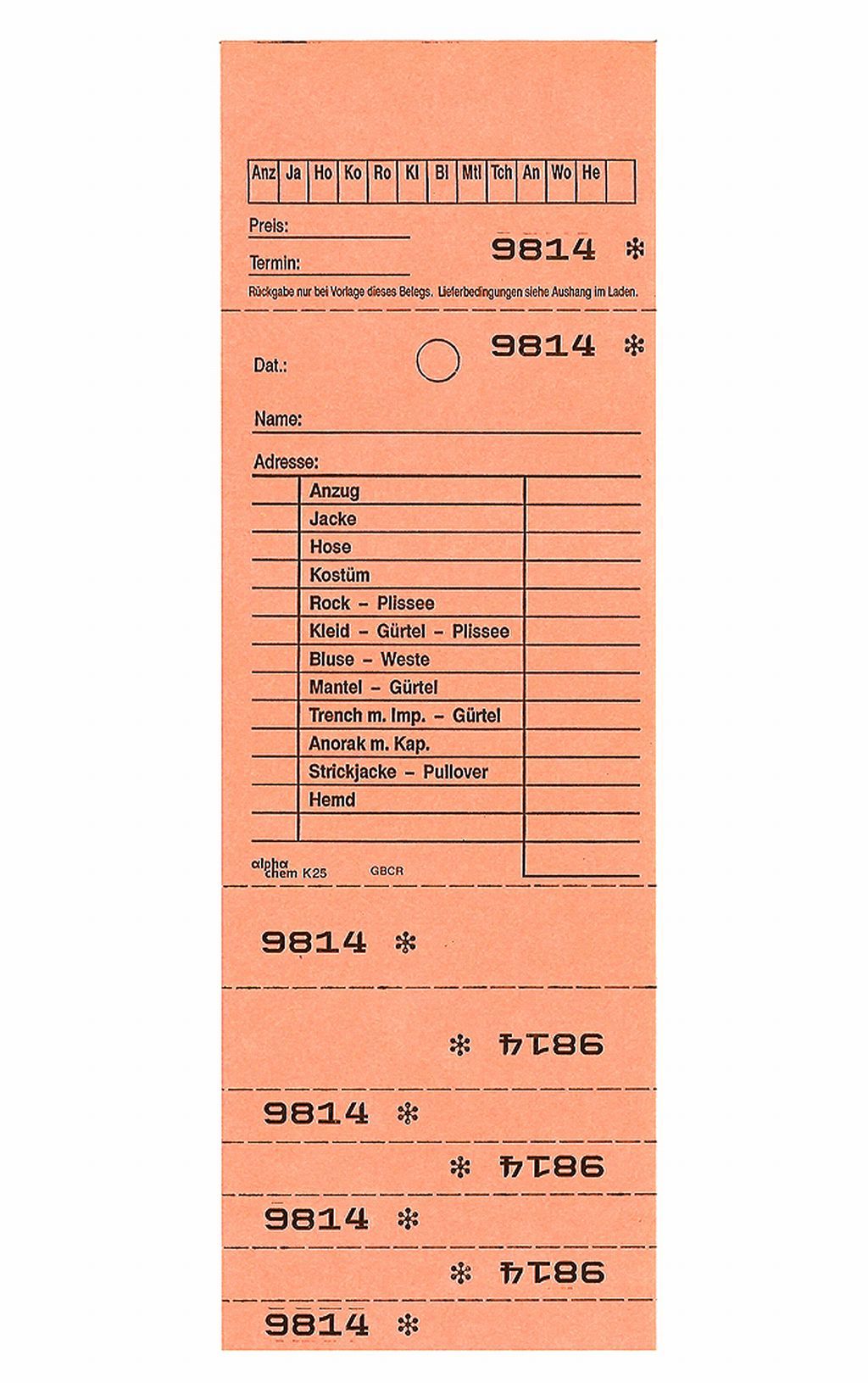 Annahmeblock Kombi 25, orange 