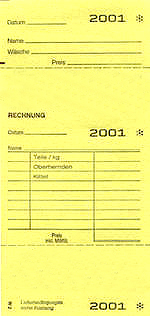 Wäscheannahmeblock W2, gelb 