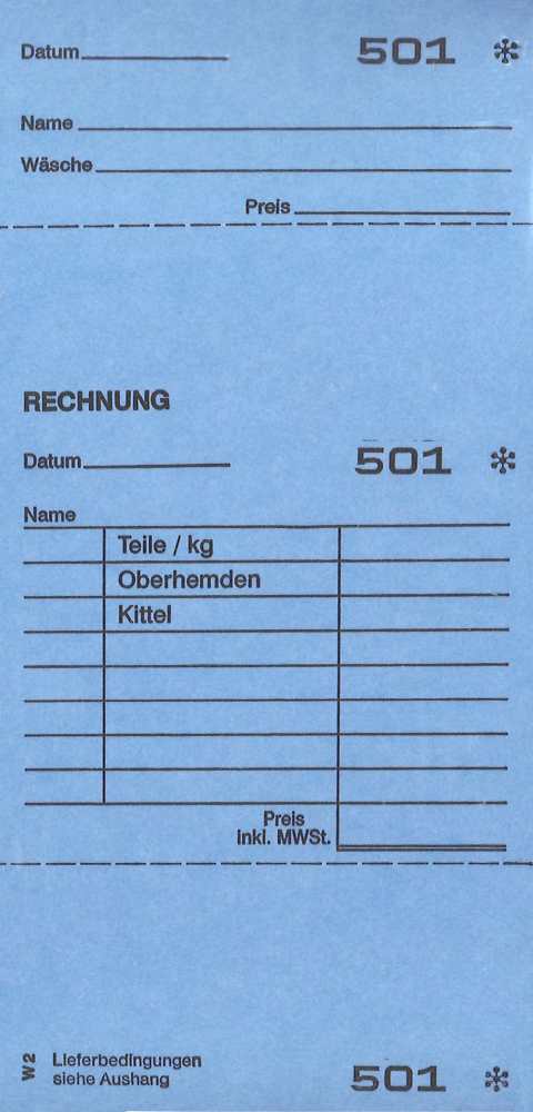 Wäscheannahmeblock W2, blau 