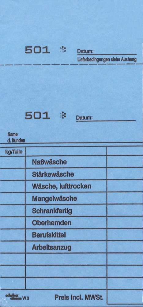 Wäscheannahmeblock W3, blau 