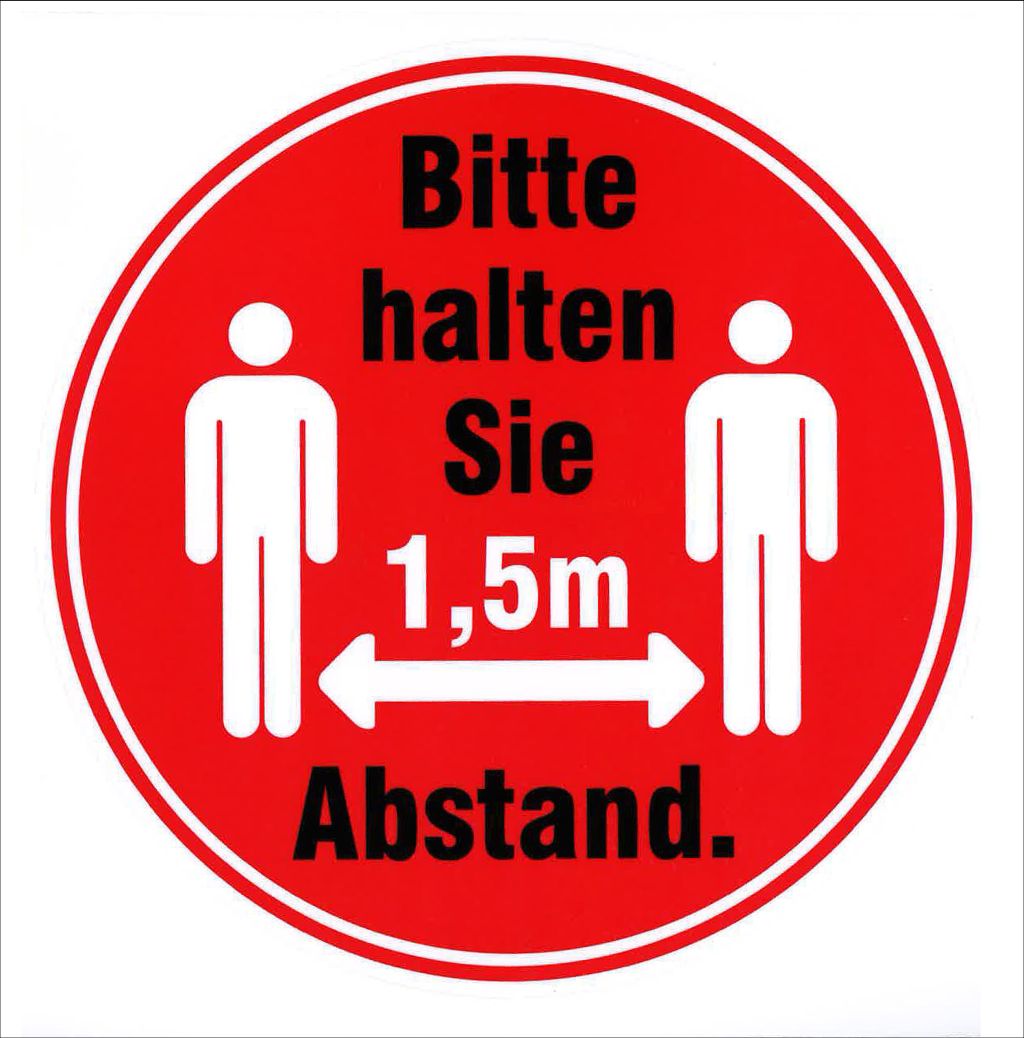 GRATIS-Schild "Bitte halten Sie 1,5 m Abstand" 